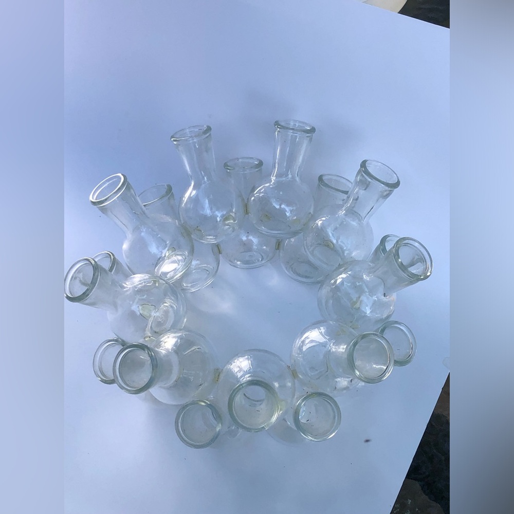 Vintage 18 Bottle Clustered Frog Glass Stacked Propagation Floral Bud Vase
